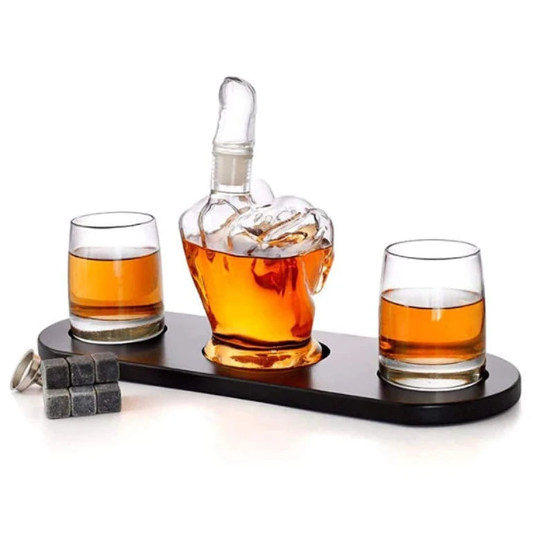 The Wine Savant Middle Finger Decanter Novelty Whiskey & Wine Decanter Set