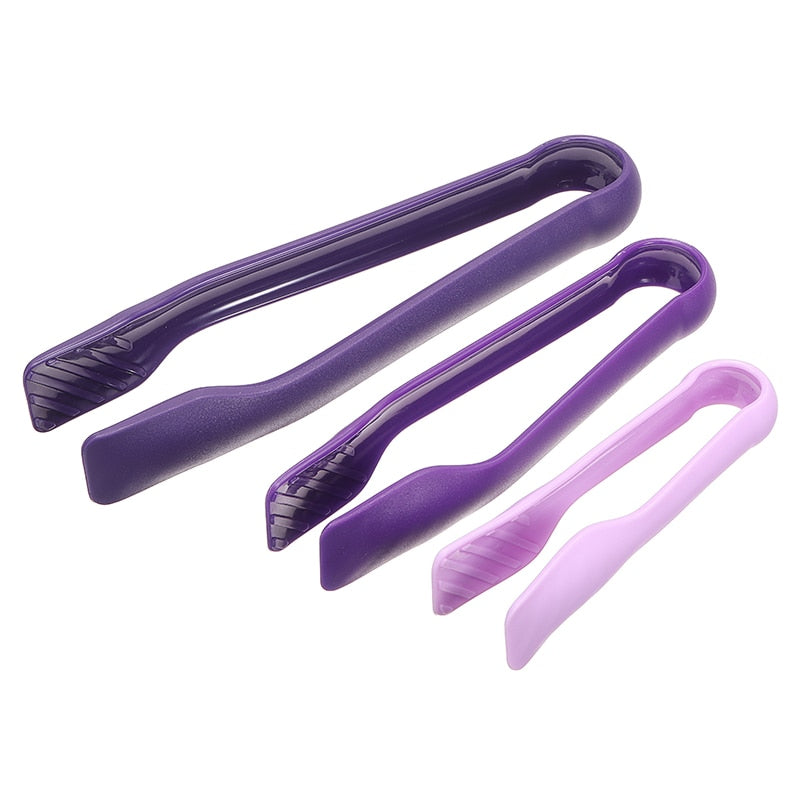 3Pcs/set Kitchen Food Tongs Plastic Salad Bacon Steak Clamp Tongs Children Mini Food Bread Clip Tools Gadget Reusable S/M/L