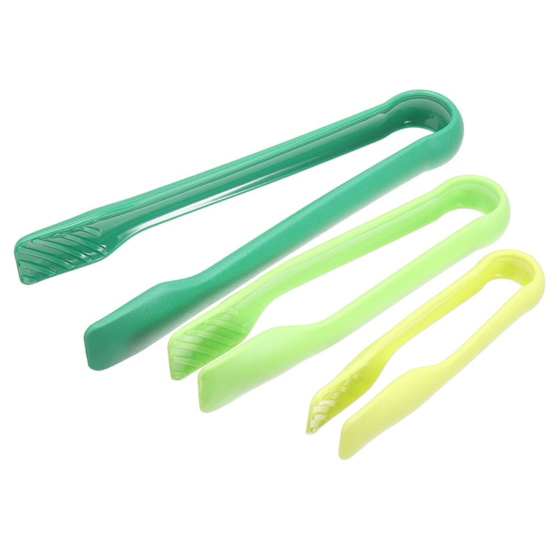 3Pcs/set Kitchen Food Tongs Plastic Salad Bacon Steak Clamp Tongs Children Mini Food Bread Clip Tools Gadget Reusable S/M/L