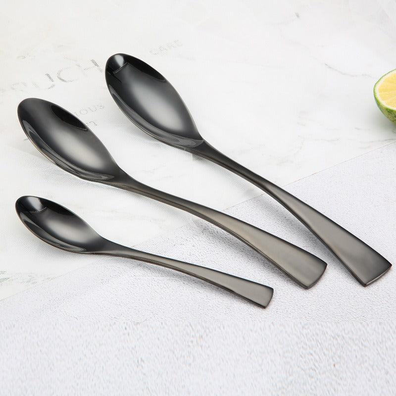 Portugal Titanium Black Caya Stainless Steel Western Style Tableware Hotel Restaurant Knife, Fork, Spoon Set