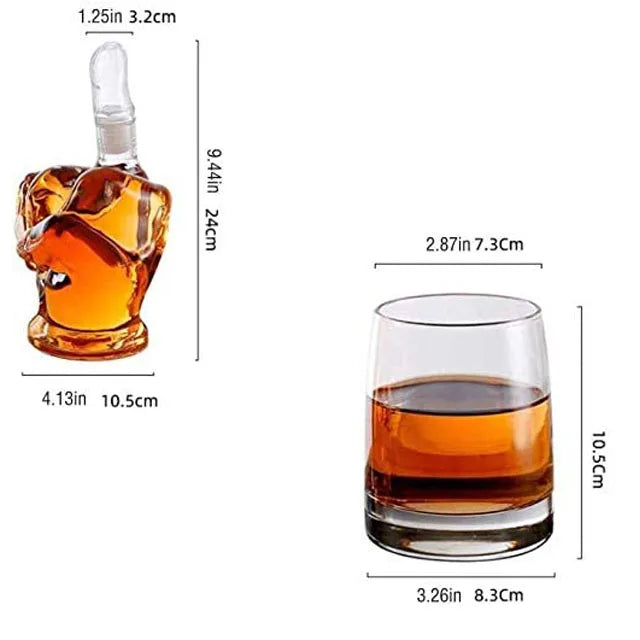 The Wine Savant Middle Finger Decanter Novelty Whiskey & Wine Decanter Set