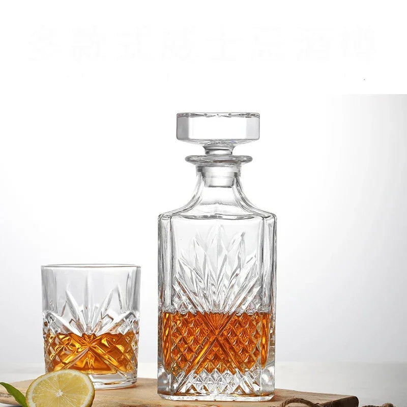 Crystal Glass Whiskey Decanter, Lead-Free, Luxury Barware, Wine Bottle, Home Party, 750ml