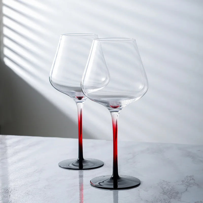 Black and Red Bow Tie Burgundy Wine Glass Pot Belly Home Kitchen Light Luxury Lead-free Crystal Color Glass Wine Original Goblet