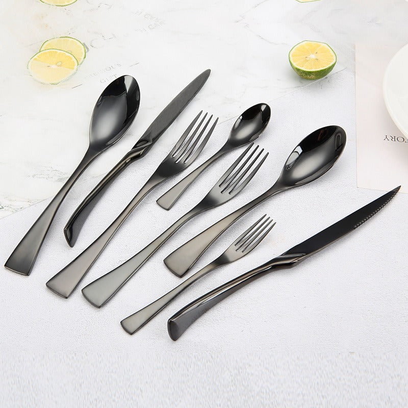 Portugal Titanium Black Caya Stainless Steel Western Style Tableware Hotel Restaurant Knife, Fork, Spoon Set