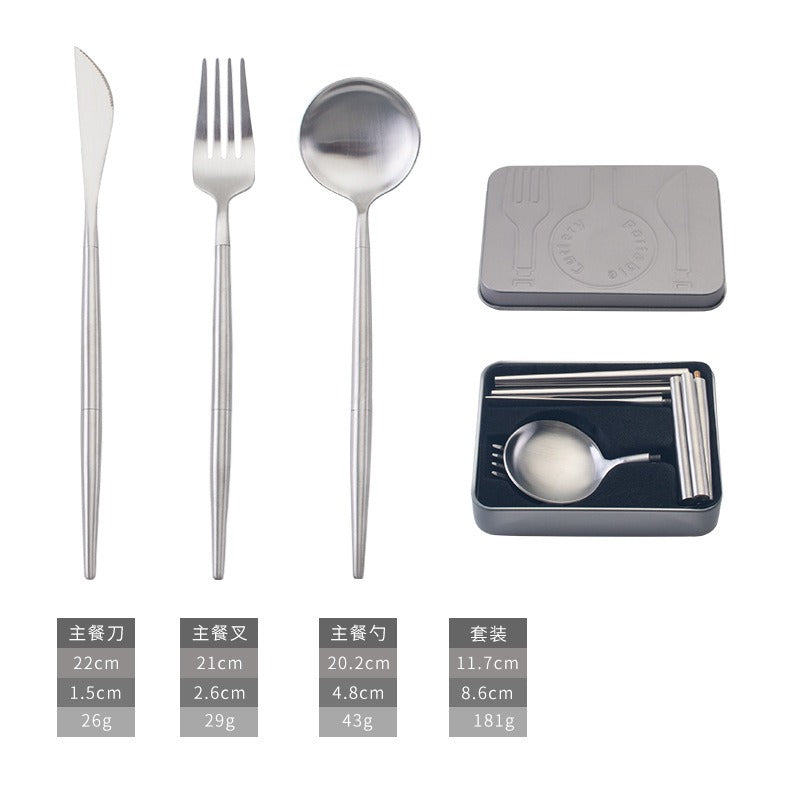 304 stainless steel portable tableware steak knife fork spoon chopsticks detachable folding tableware set